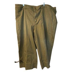 Chino by Anthropologie Cropped Pants Size 26W Olive Green Wide Leg High Rise